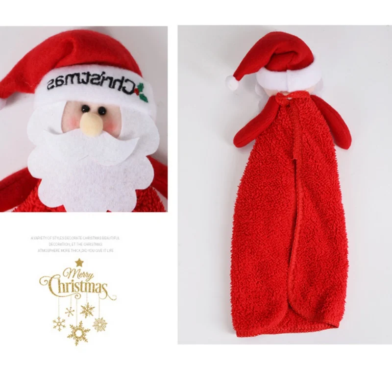 Полотенце для рук с Санта Клаусом полотенце мытья кухни удобной подвесной петлей