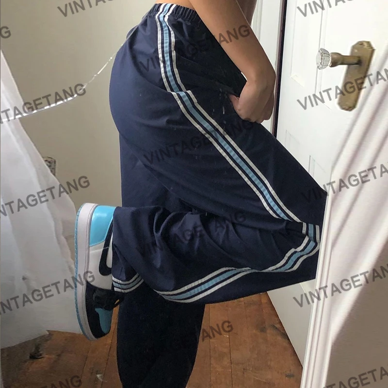 

Оригинальные американские ретро темно-синие свободные спортивные брюки, женские осенние уличные повседневные брюки, новая мода 2021