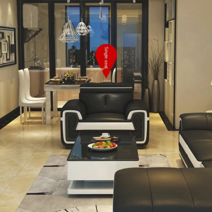 Современный кожаный диван Простой угловой для гостиной арт размера квартирный