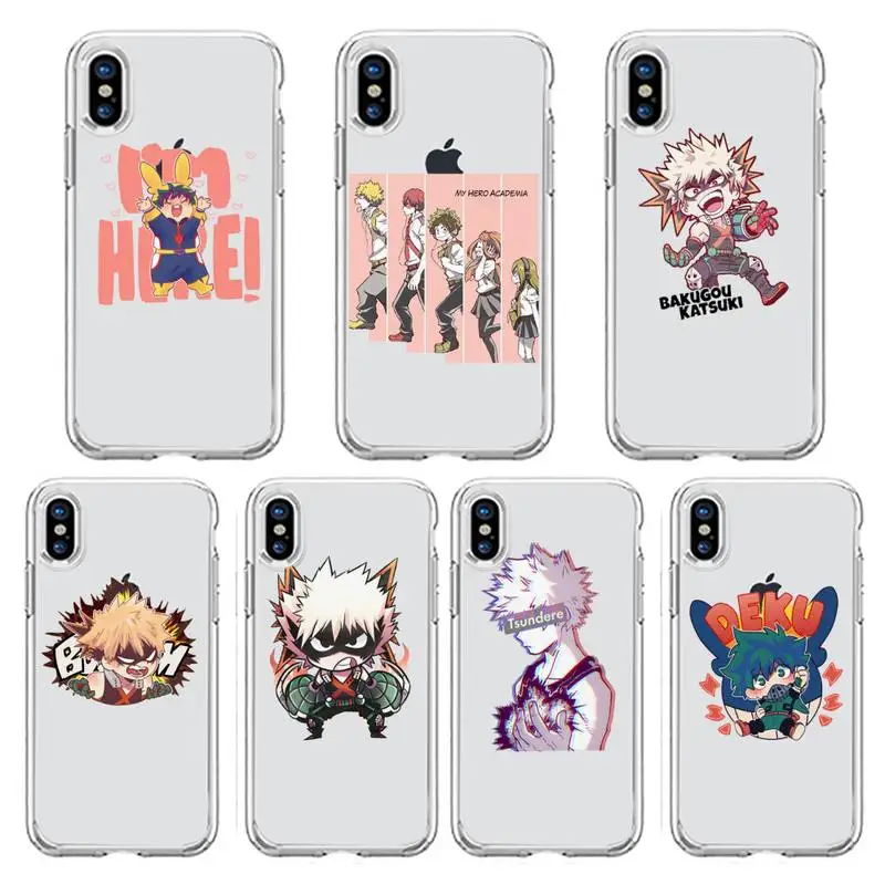 

Anime my hero academia Phone Case Transparent soft For iphone 13 12 11 8 7 plus mini x xs xr pro max