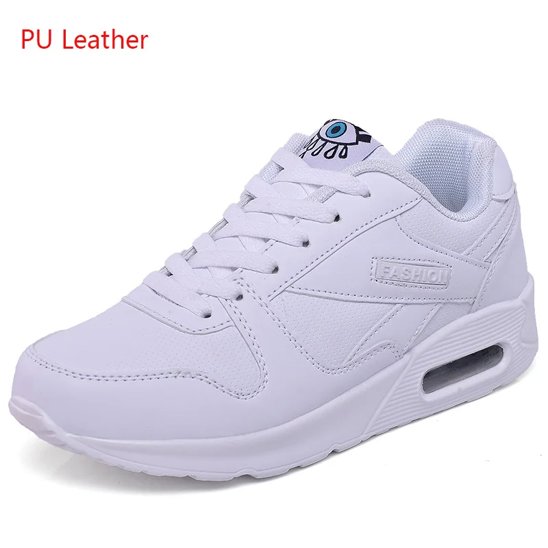 PU white Женские кроссовки; обувь для бега из искусственной кожи; белые модные кроссовки; коллекция года; женские кроссовки; уличная спортивная обувь; дышащая обувь на воздушной подушке - Цвет: PU white