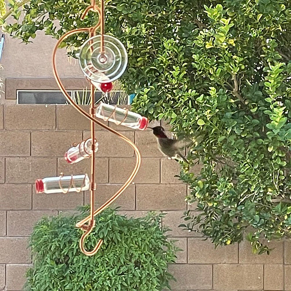

Outdoor Window Suction Cup Hummingbird Feeder Handcrafted Copper Wire Fixed Multiple Station Modern Feeding Supplies