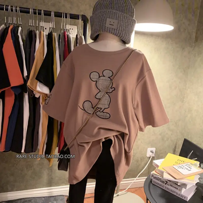 Новинка лета 2020 женская футболка с Микки Маусом женские свободные белые рубашки