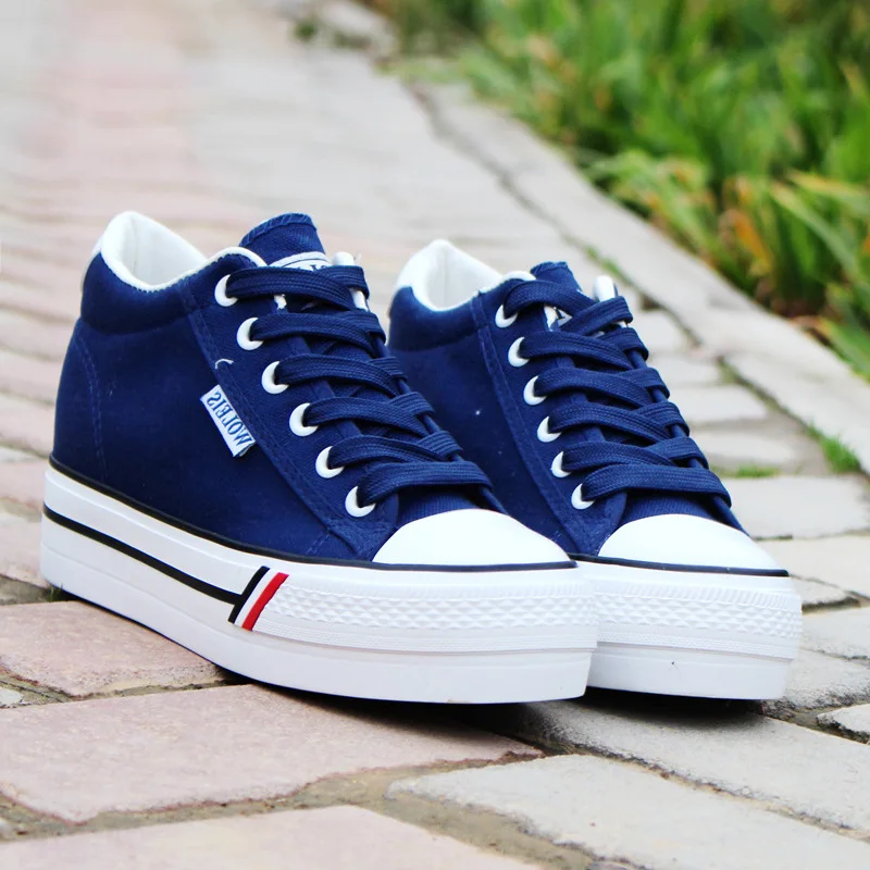 

Spring New Fashion girl Canvas Sneakers Shoes Women Flats Platform Casual Shoes Lady high heels wedge platform Shoes E1-19