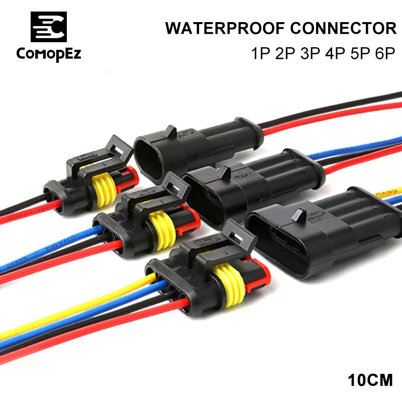 Водонепроницаемый Электрический автомобильный разъем AMP 1P 2P 3P 4P 5P 6P штекер и
