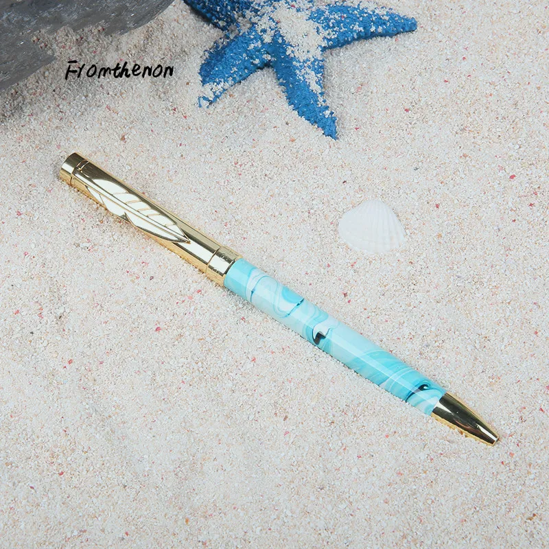 Голубые металлические гелевые ручки перо ручка клипса черные чернила 0 5 мм