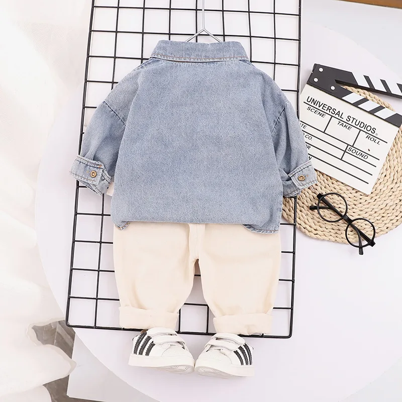 

2020 new autumn Korean boy and girl children's clothing baby cowboy crocodile two-piece children's suit trend