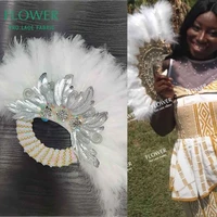 african traditioanal wedding decoration turkey feathers fans for indian bride or bridesmailds hand fan for party decoration
