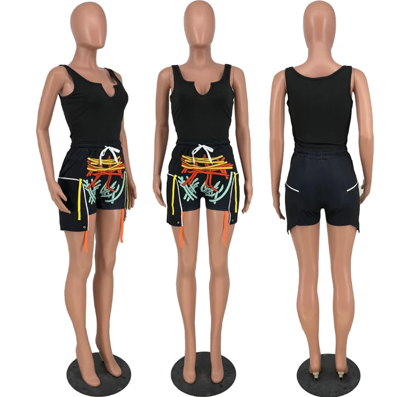

Sexy Night Club Knitted Two Piece Set V Neck Vest Top Bandage Shorts for Women Summer Vacation Outfits Matching Sets
