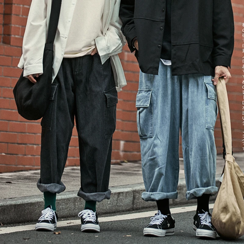 Мешковатые штаны Мужская свободная уличная одежда широкие брюки|Широкие брюки| |