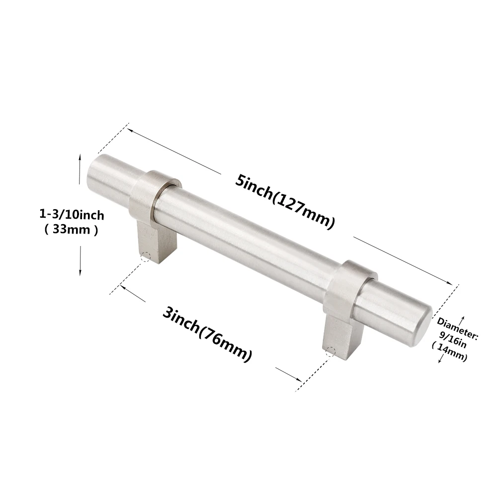 Hole Centers 76mm Ручки кухонного шкафа матовый никель ручки для ящиков "~ 5" Шкаф Hardawre Brashed никеля круглые ручки для шкафа; на Ящики ручки 1 упаковка - Цвет: Hole Centers 76mm