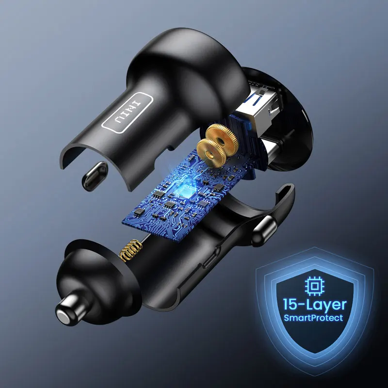 Автомобильное зарядное устройство INIU 66 Вт 6 А USB PD + QC Тип C быстрая зарядка для