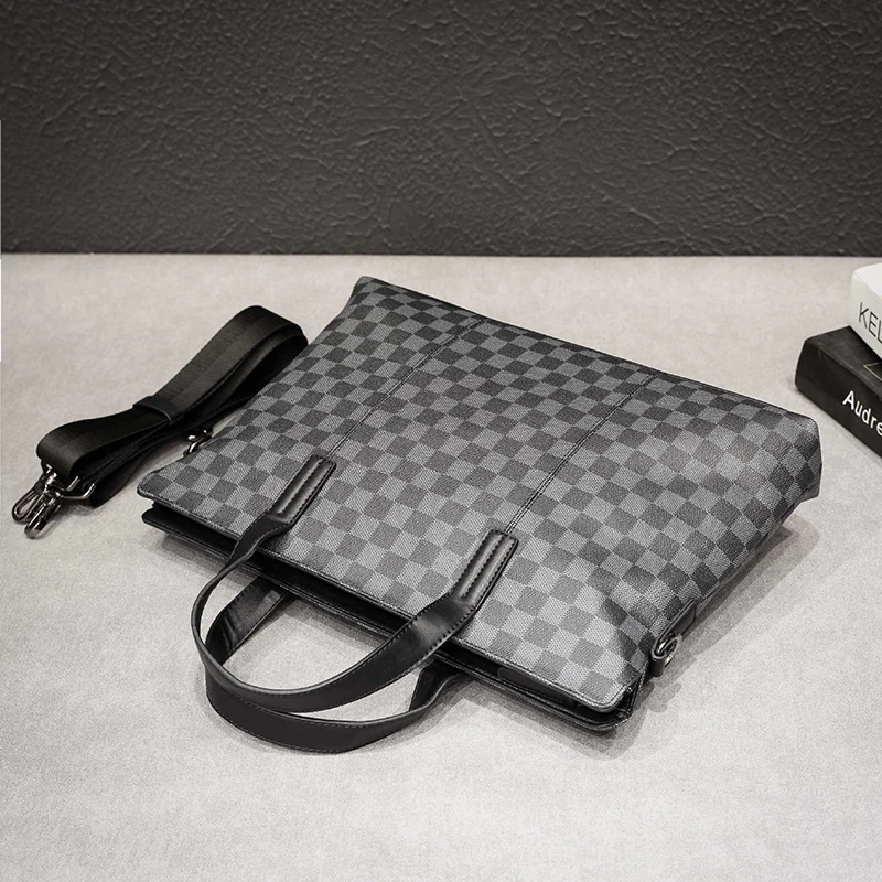 VICUNA POLO Brand Plaid Design Leather Men Briefcase Bag Fashion Soft Business Man Tote Handbag Dropshipping | Багаж и сумки