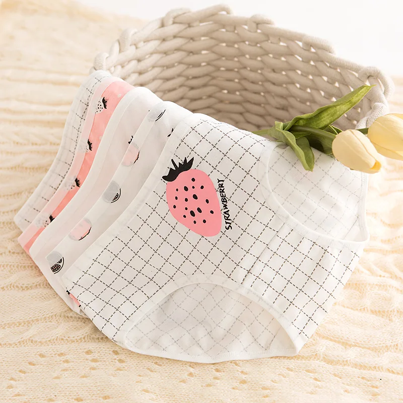 Cotton Panties Cute Strawberry Women's Underpant Sexy Thong Comfort Underwear Pomegranate Briefs Girl Lingerie Tanga UW61 | Женская