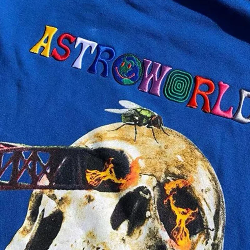 Трэвиса Скотта Governors мяч череп Astroworld Толстовка с вышивкой 1:1 высокое качество astroworld кофты astroworld пуловер