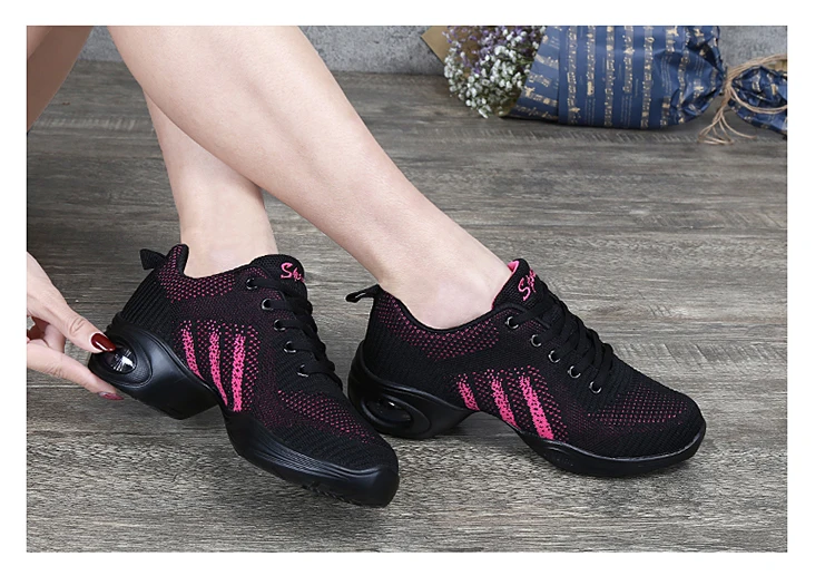 Zapatos De Baile Latino Mujer танцевальная обувь для женщин Джаз дыхание Спортивный Бюстгалтер с сеткой вентиляции практичные кроссовки для женщин современный танец
