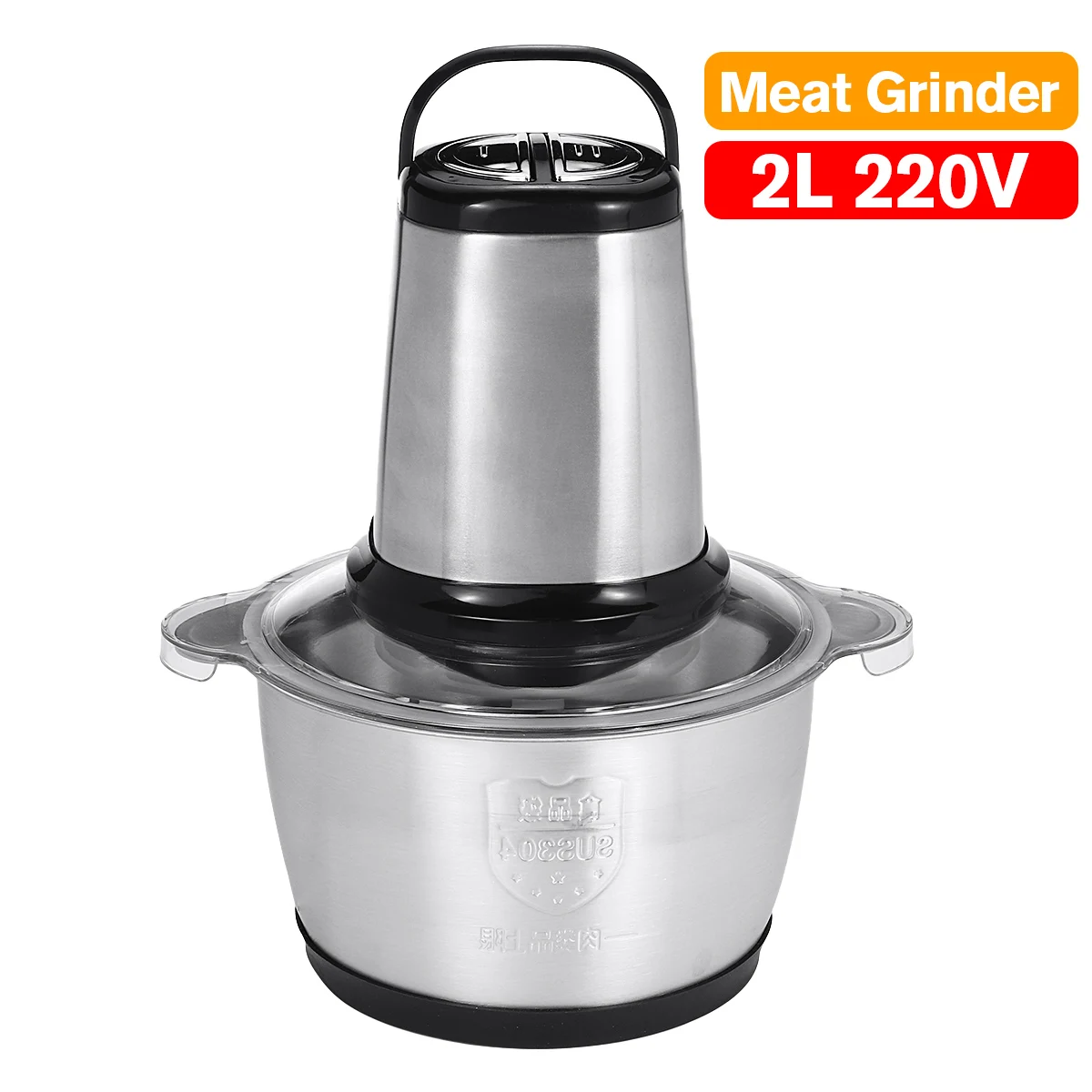 

2 Speeds 500W Stainless steel 2L Capacity Electric Chopper Meat Grinder Mincer Food Processor Slicer 220V