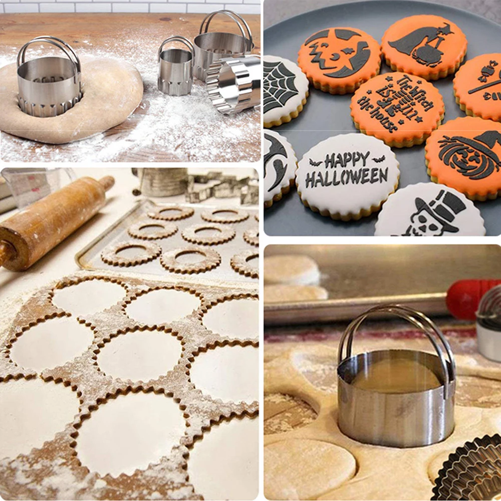 New 4Pcs Cookie Cutter Tools 3D Scenario Stainless Steel Set Gingerbread Cake Biscuit Mold Fondant Wave |
