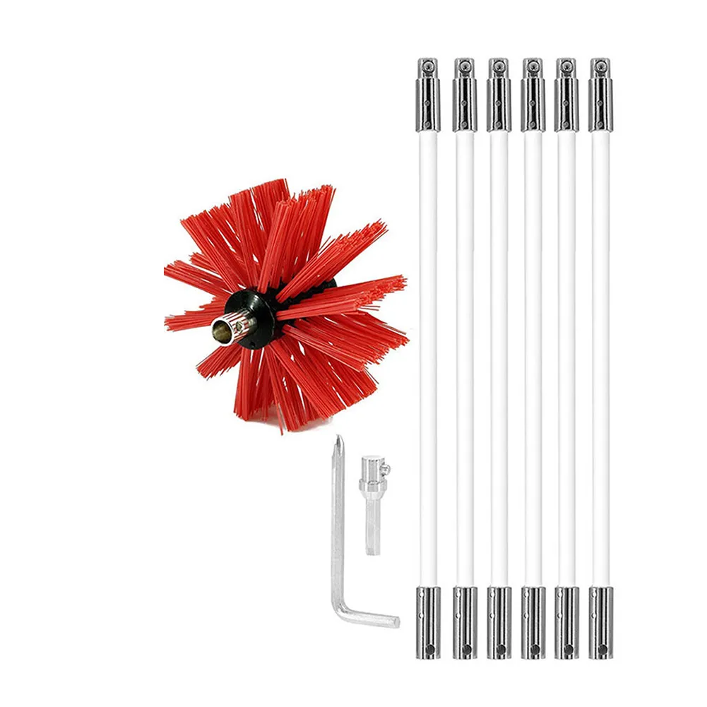 

6/9Rods Set 15.75in Bendable Cleaning Brush Set For Chimney Fireplace Pipe Stove Range Hood Sweep