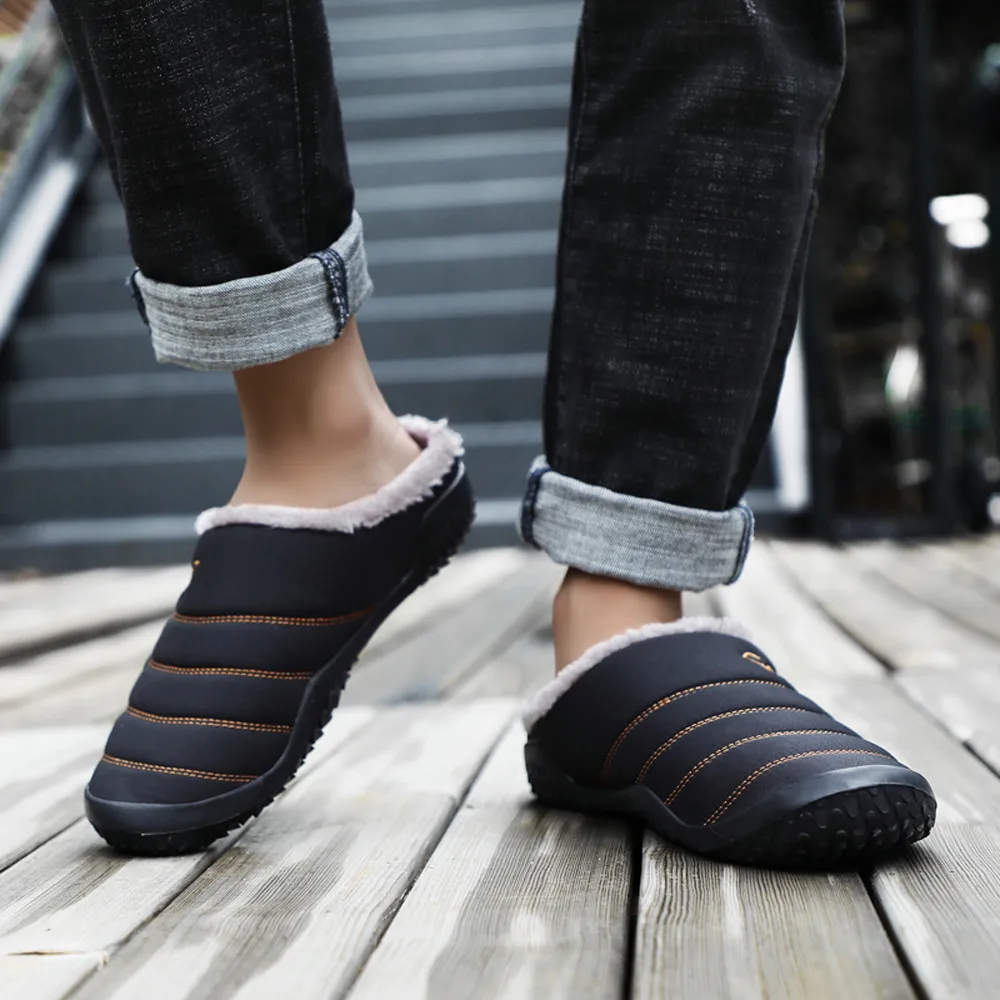 

Tide Tideest Men Winter Shoes Nice Fashion Leisure Men Indoor Keep Warm Shoe Flat Platform Household Cotton Slipper
