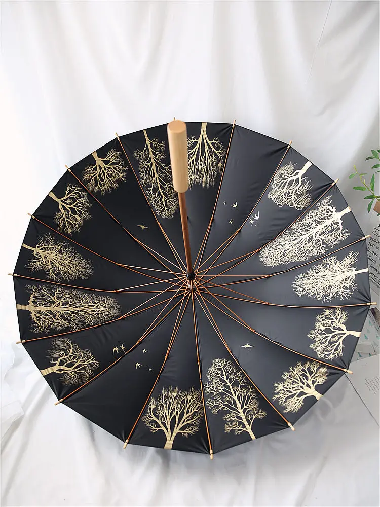 Светильник Винтаж зонтик ложки с длинной ручкой Для женщин бамбуковый зонт прямо