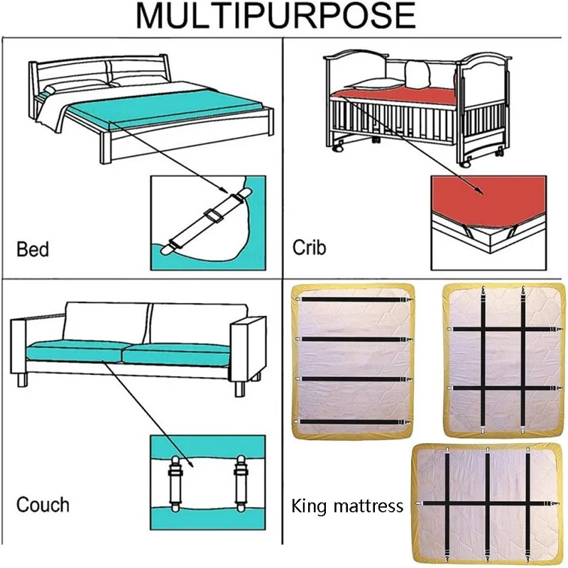 Регулируемый одежда шпильки треугольник кровать крепеж для простыни зажим чехол