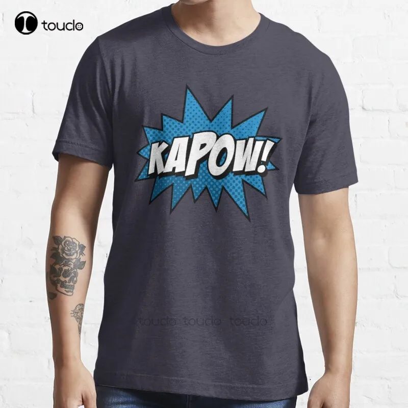 

Новый капуу! Забавная Мужская хлопковая футболка Kapow с супергероем, смешным юмором, гиком, нердом
