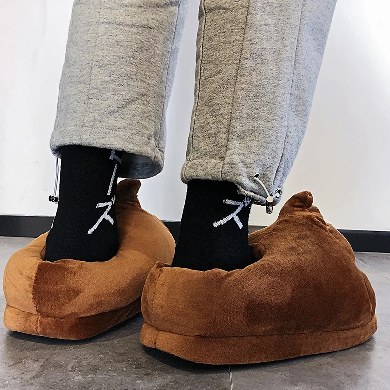 2021 Creative Men Women Slippers Winter Warm Halloween Stool Shape House Floor Cotton Shoes Plush Sliders | Обувь