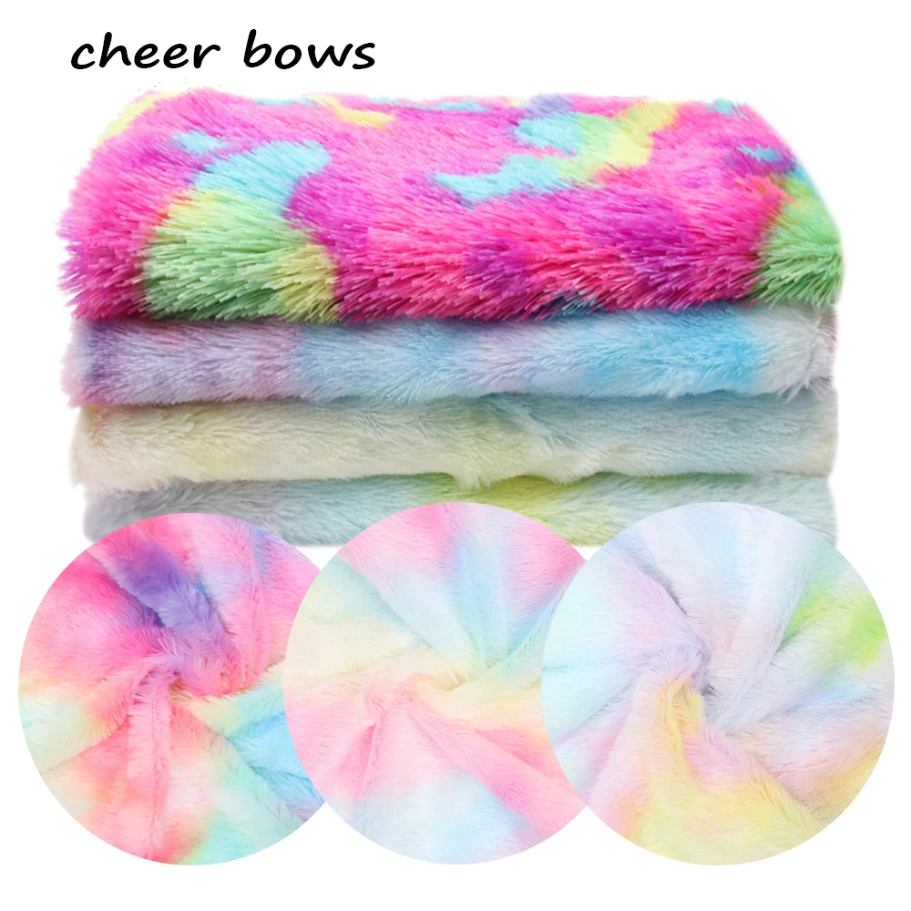 

Winter Plush Fabric Rainbow Color Printed For DIY Mask Clothes Dress Sewing Crafts Artificial Fur Fabric Home Textile 45*145cm