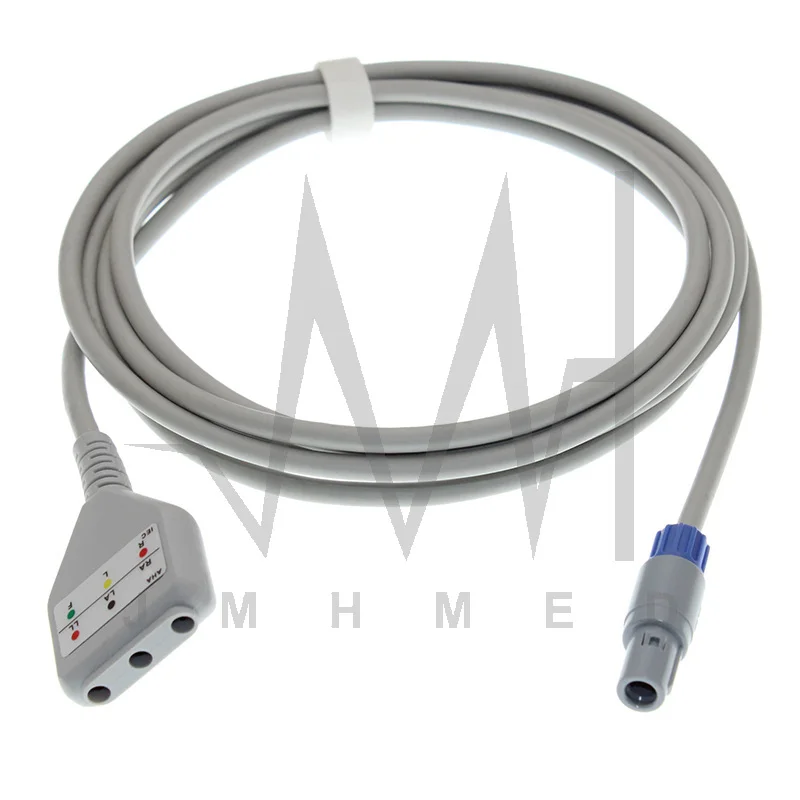 

3 Leads ECG EKG Trunk Cable for Biosys BPM-103 6P Monitor,ECG Extension Cord,AHA or IEC Intermediate Adapter,Din Style Leadwire
