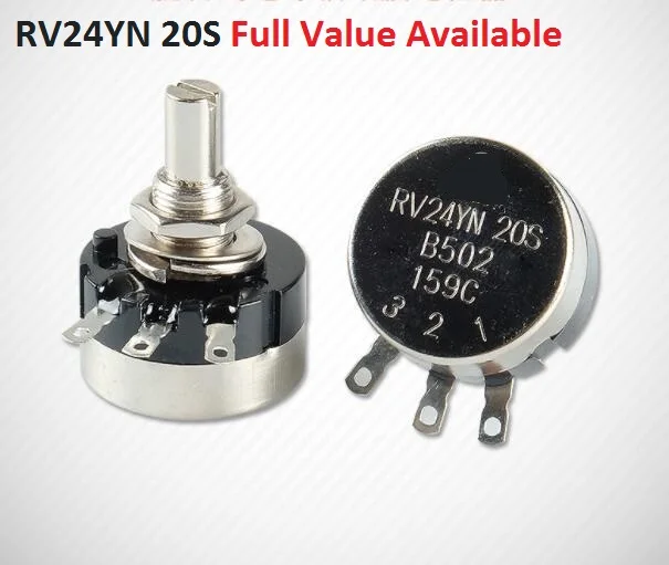 2 шт. потенциометр RV24YN 20S 200R 500R 1k 2k 5k 10k 20k 50k 100k 200k 250k 500k 1 м с одним поворотом