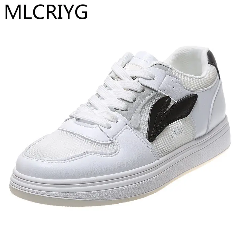 

2021 Spring Women's Lace-up Non-slip Wear-resistant Sneakers Fashion Women's Shoes Comfortable Breathable Mesh Casual Shoes
