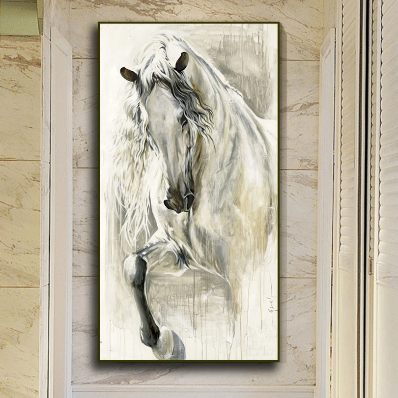 

Retro Horses Picture VINTAGE Home Decoration Abstract Oil Painting On Canvas Wall Art Nordic Poster For Living Room