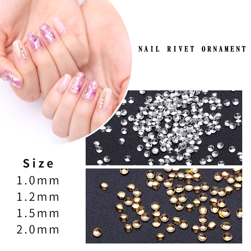 1 Bag 3D Nail Metal Rivets Silver Nails Flat Bottom Beads Mini Size Multi Patterns Art Decorations Design Tool | Красота и здоровье