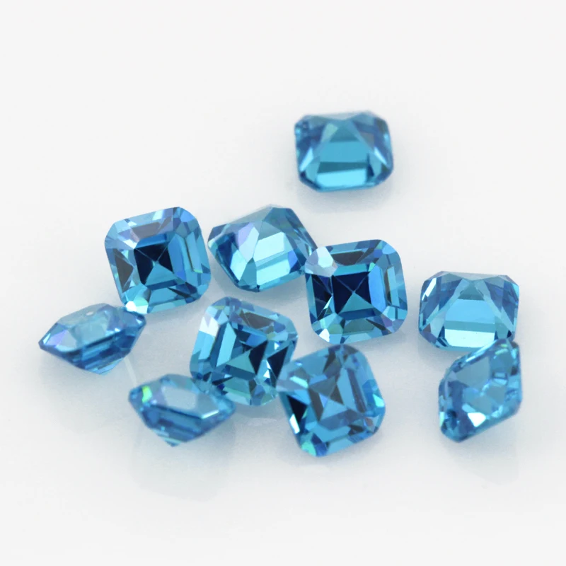 Asscher Cut Sea Blue квадратная форма свободный CZ искусственный кубический цирконий для