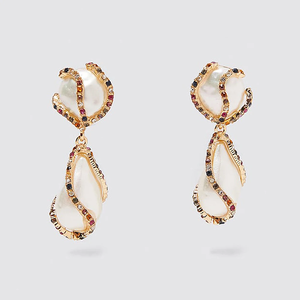 JJFOUCS трендовые серьги капли с кристаллами женские 2019 цветные яркие золотые