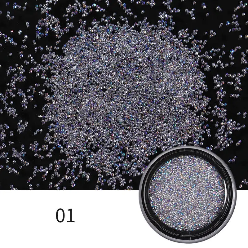 Beads 01 Блестящие микро-Стразы для ногтей с острым дном 3D маникюрные украшения для ногтей Хрустальные мини-бусины аксессуары для ногтей - Цвет: Beads 01