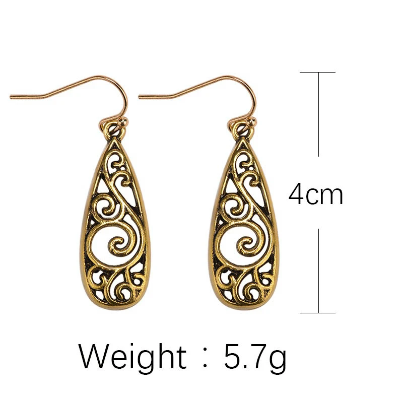 

2PCS Women's Vintage Metal Carved Court Tassel Earrings For Women Indian Jewelry Boho Earings Jewellery