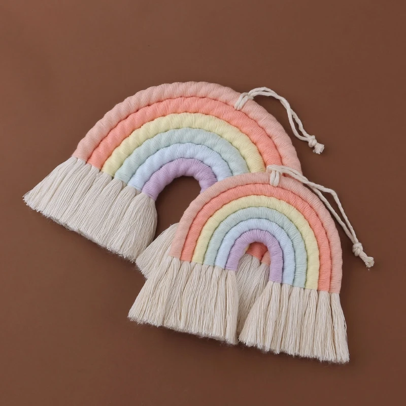 

6 Layers Nordic Woven Rainbow Tapestry Wall Hanging Toy Ornament DIY Handmade Home Decor Nursery Baby Girls Room Decor