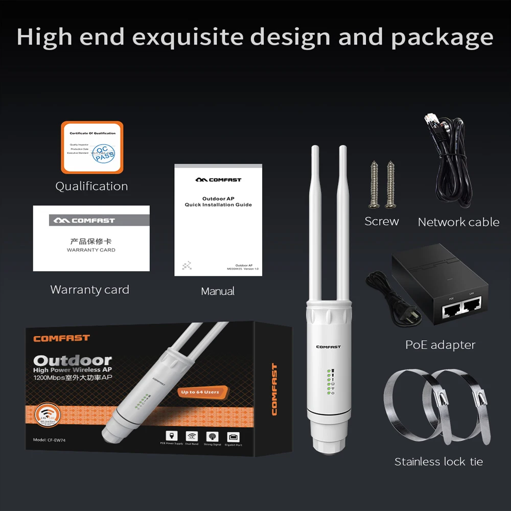 Беспроводной маршрутизатор AP удлинитель дальнего радиуса действия POE 1200 Мбит/с 2