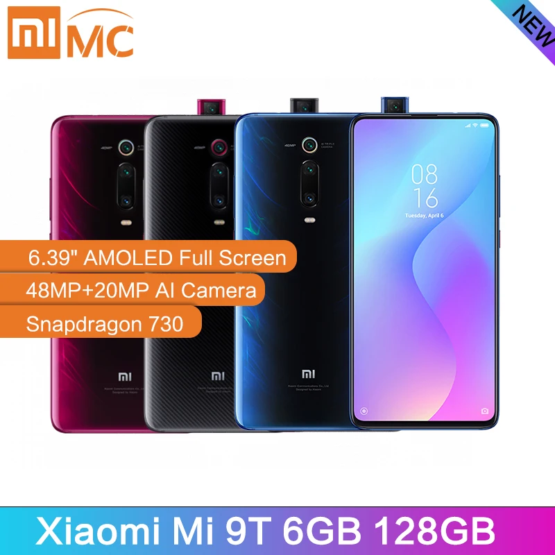 Xiaomi mi 9T 6 ГБ 128 мобильный телефон Snapdragon 730 48MP AI сзади Камера 4000 мА/ч, 6,3" AMOLED Дисплей mi UI глобальная версия