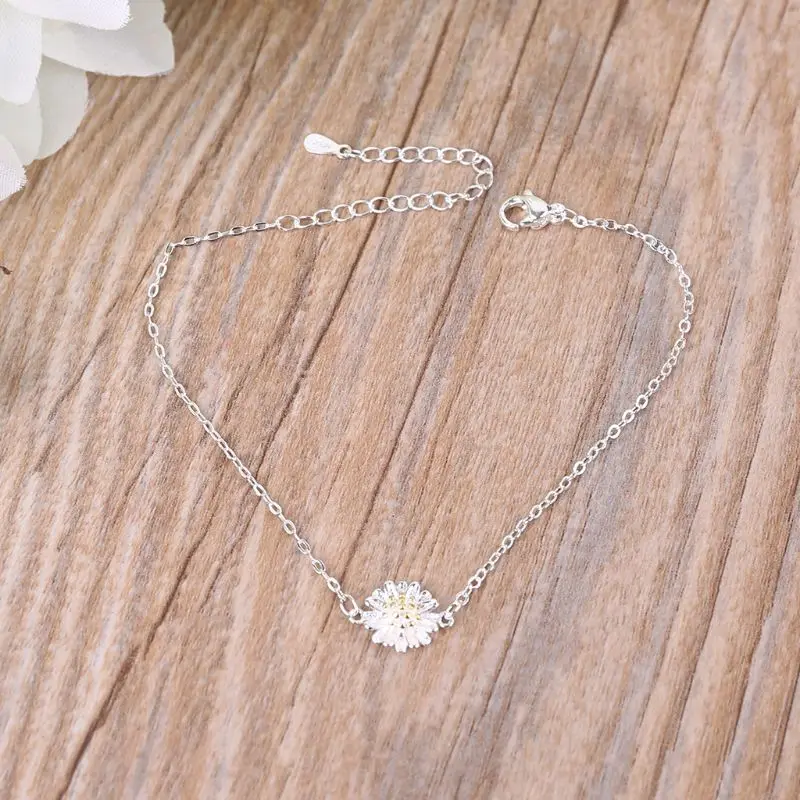 

2018 New Fashion Silver Plated Silver Small Fresh Color Daisies Sunflower Bracelet for Women High Quality Jewelry