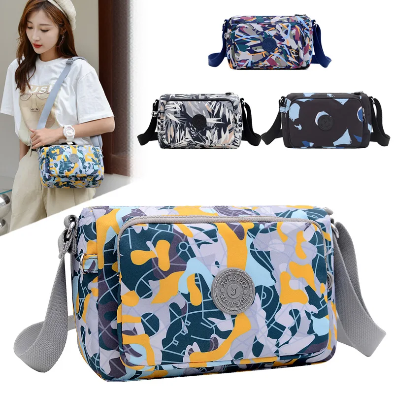 

Fashion print ladies shoulder bag trendy light water-repellent nylon handbag large-capacity outdoor travel messenger bag