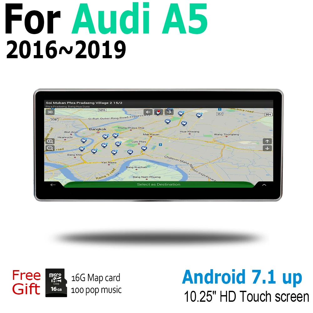 Автомобильный Android экран для Audi A5 8T 8F 2016 ~ 2019 MMI сенсорный дисплей gps навигация