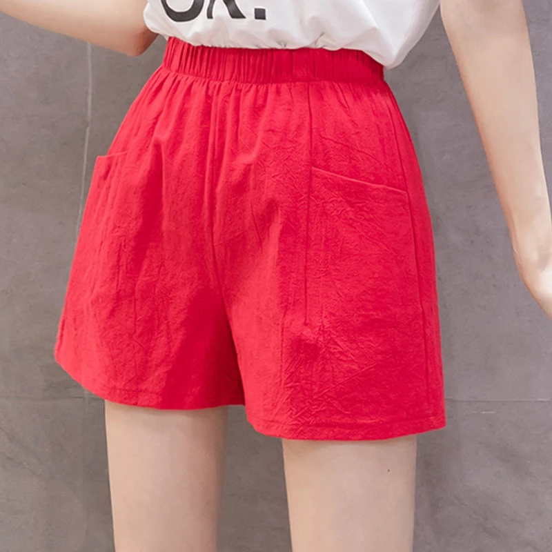 

Women's Casual Summer Beach Shorts Elastic High Waist Loose Sport Pocket Pants Shorts Running Workout Yoga Women Sweat Leggings