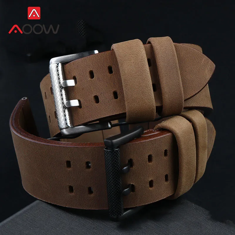 

26mm Genuine Crazy Horse Leather Watchband Men Military Replacement Bracelet Wrist Band for Luminox 1879 1940 1920 1925 1927