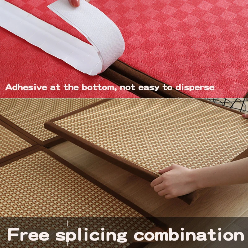 

Foldable Splicing Rattan Mat Summer Carpet Cool Floor Pad Cushion Play Carpets for Living Room Bedroom Summer Floor Mats Pad