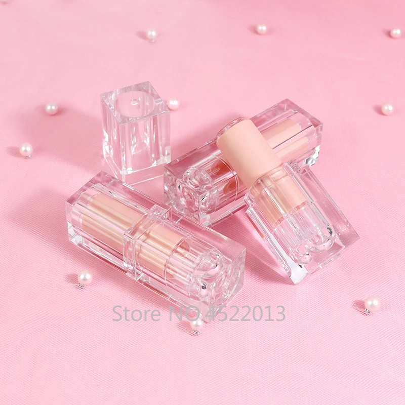 

12.1mm 10/30/50pcs Empty Clear Square Lipstick Tubes, DIY Pink Professional Lip Balm Container, Portable Lip Rouge Subpackage