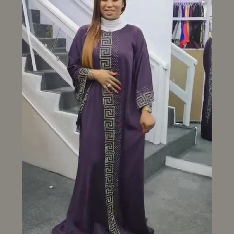 

Dress Silk Gold Diamond Dubai Bazin African Design Vintage Long Sleeve Robe Gowns Africa Sexy Lady Party