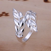 color silver for women lady wedding christmas gift silver color leaves ring jewelry noble design lovely factory price